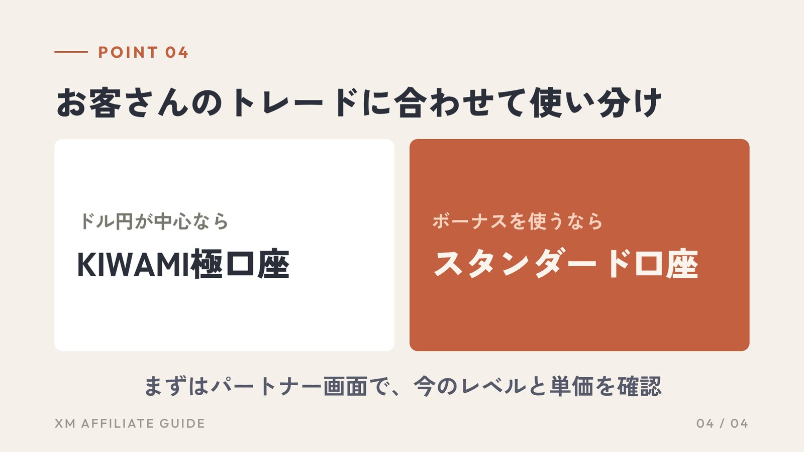 要約4：お客さんのトレードに合わせて使い分け